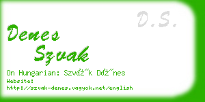 denes szvak business card